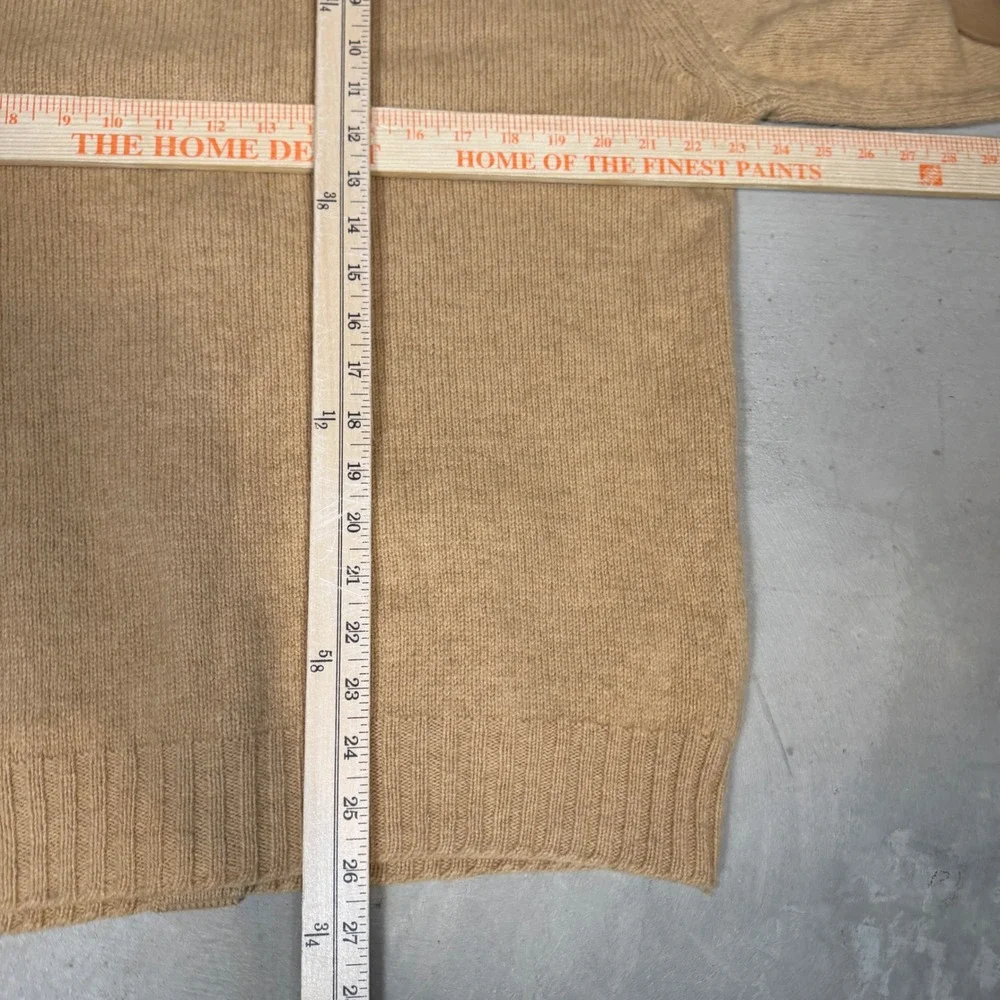 Vintage LL Bean Camel Hair Lambswool Cardigan Suede Elbow Patches Tan Mens L USA